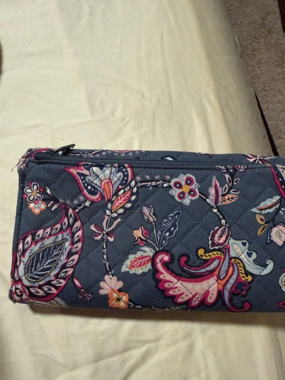 Vera Bradley Quilted Paisley Wallet in Navy with Pink Accents - Picture 3 of 3